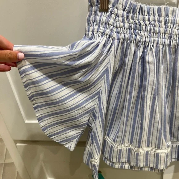 Blue & White Stripped Off the Shoulder Top - Picture 3 of 11